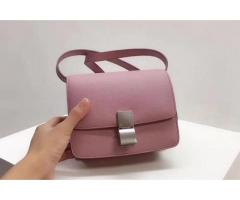 CELINE SMALL CLASSIC BOX BAG ORIGINAL CALFSKIN LEATHER PINK